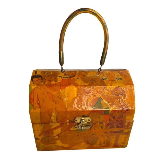 Vintage Decoupaged Wooden Purse Handbag - Picture 2 of 12